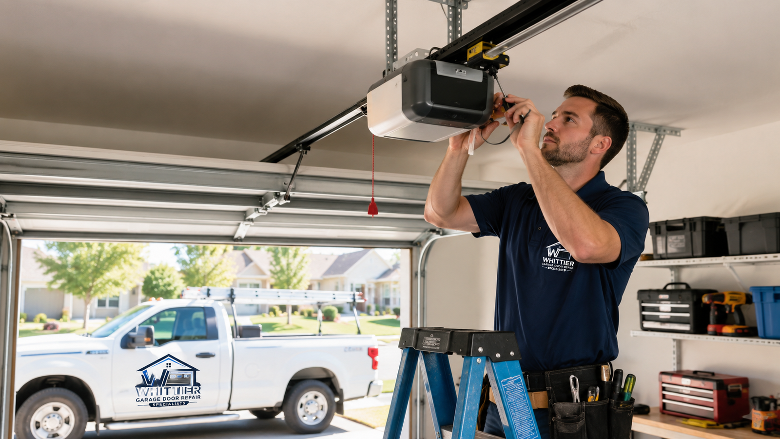 New garage door opener installation in a Whittier garage