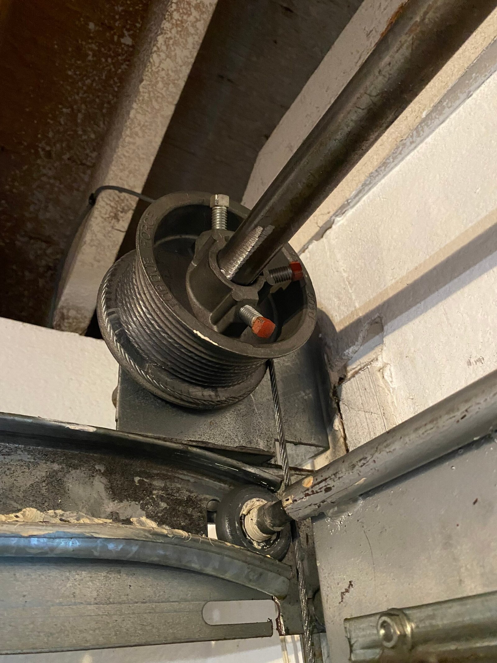 Garage door lifting cable replacement project in Whittier, California