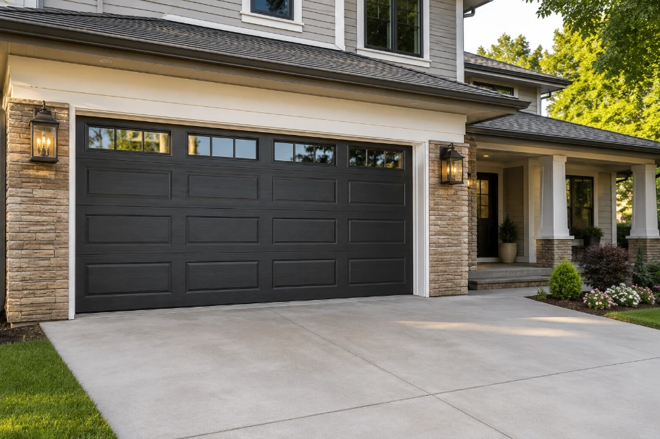 Modern garage door installation on a residential home
