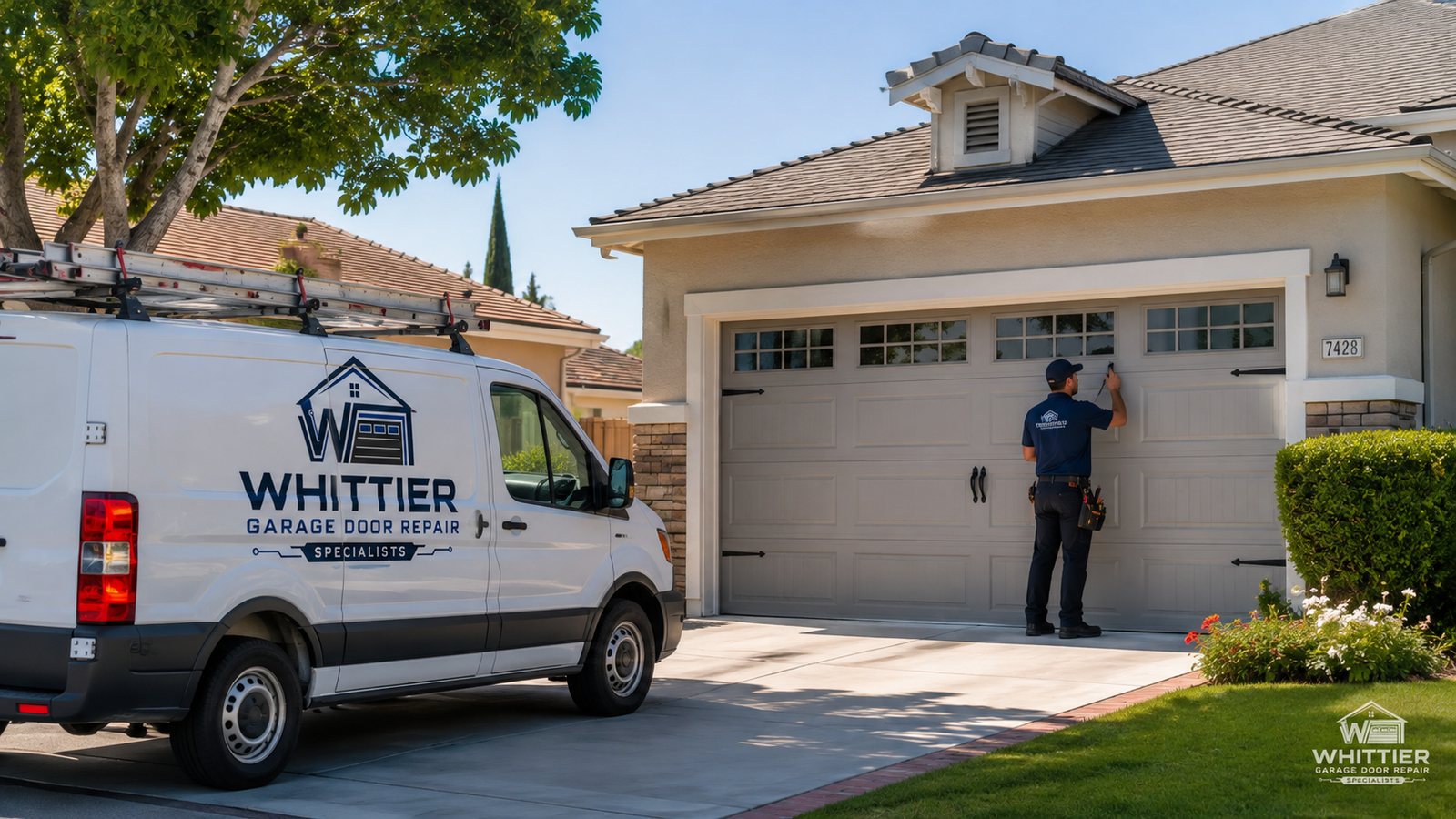 Garage door repair technician serving a home in South Whittier, California